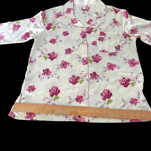 Vintage Cinema Etoile Pajama Set Women Small Floral 2 Piece Silky NOS Tags READ - Picture 15 of 16